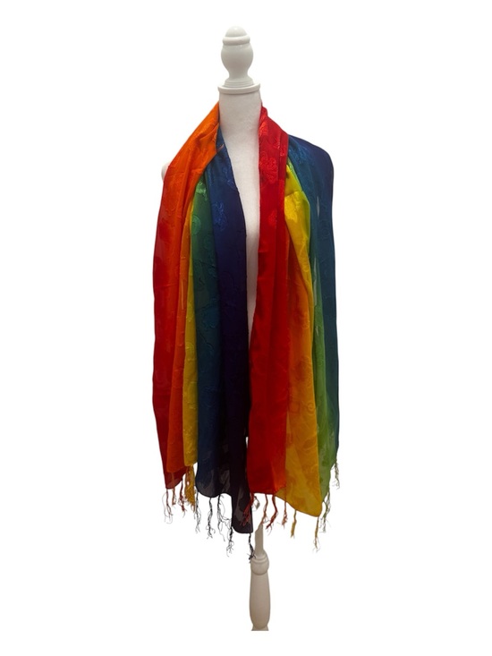 Kaila Accessories - Kaila Rainbow Ombré Scarf Shawl Sea Life Turtle Seahorse Fringe EUC